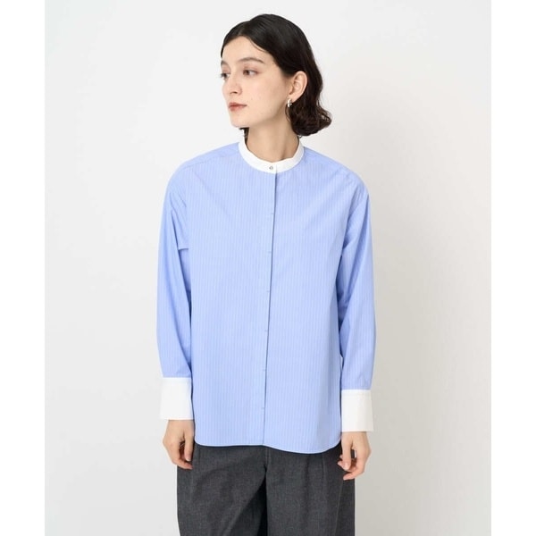 ジョルジュ・レッシュ（ES RECH）/[日本製]タイプライターストライプバンドカラーシャツ