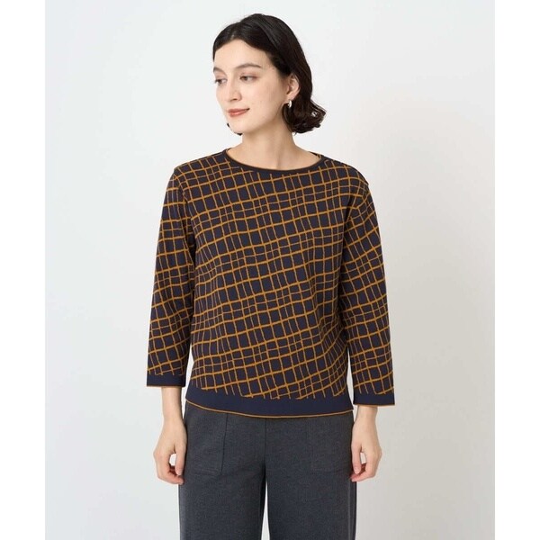 ジョルジュ・レッシュ（ES RECH）/[日本製]配色デザインジャージーニット