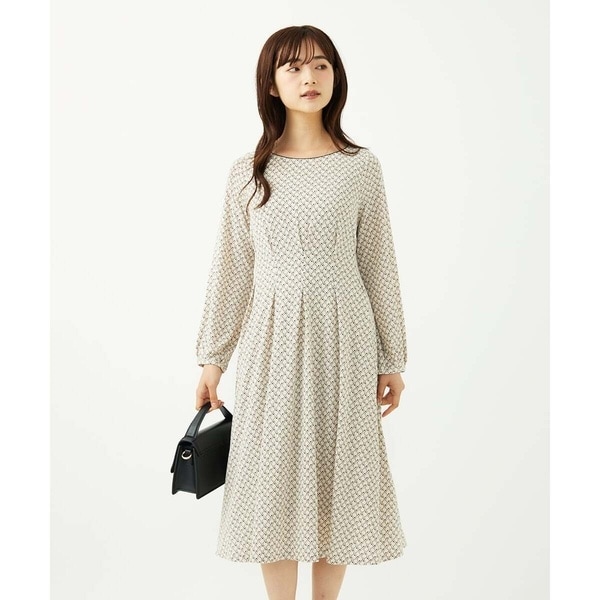 MK ミッシェルクラン（MK MICHEL  ）/【小さいサイズ】タックデザイン幾何柄ワンピース/洗濯機で洗える