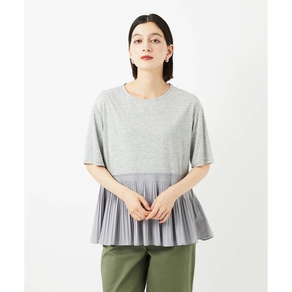 ジョルジュ・レッシュ（ES RECH）/レーヨンプリーツ切替ペプラムカットソー