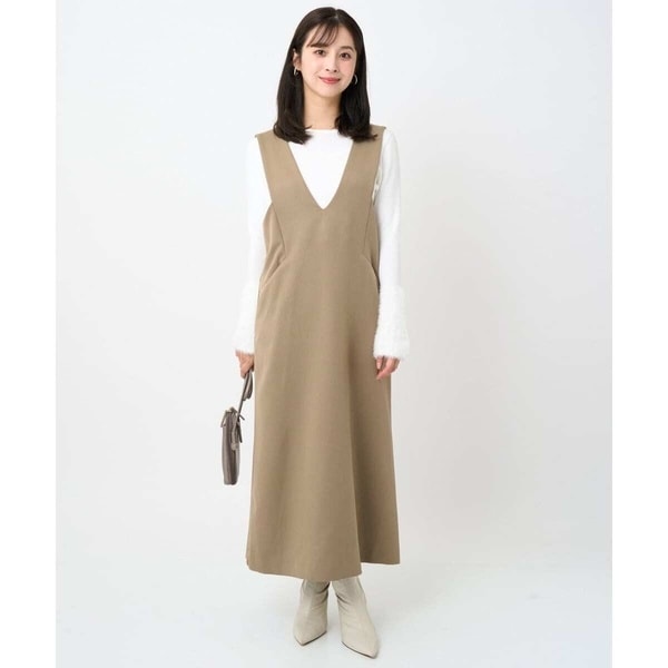 MK ミッシェルクラン（MK MICHEL KLEIN ）/【小さいサイズ】ウールライクVネックジャンパースカート/洗える
