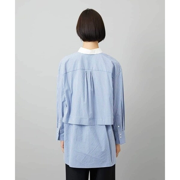 ミッシェルクラン（MICHEL KLEIN）/[小さいサイズ][2WAY]クレリックオーバーサイズストライプシャツ