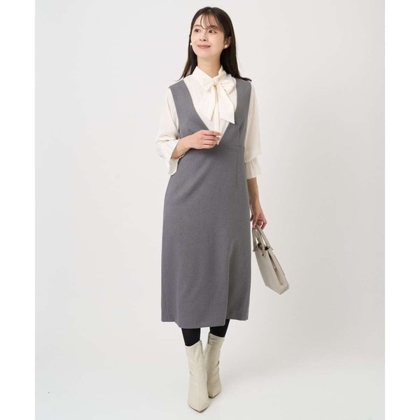 MK ミッシェルクラン（MK MICHEL  ）/【小さいサイズ】ウールライク Vネックジャンパースカート/洗濯機で洗える