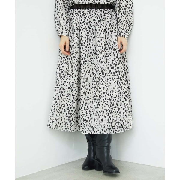 ジョルジュ・レッシュ（ES RECH）/[日本製/セットアップ対応]レオパードギャザーフレアスカート