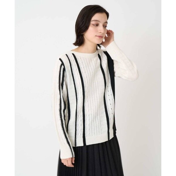 ジョルジュ・レッシュ（GEORGES RECH）/バイカラーストライプケーブルニット