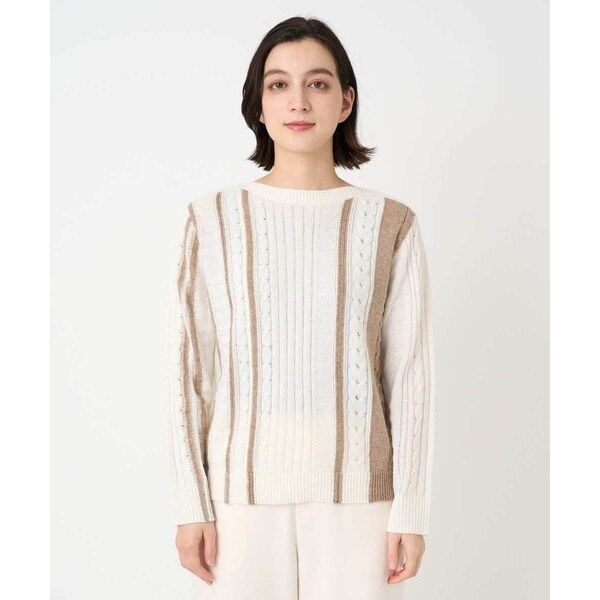 ジョルジュ・レッシュ（GEORGES RECH）/バイカラーストライプケーブルニット