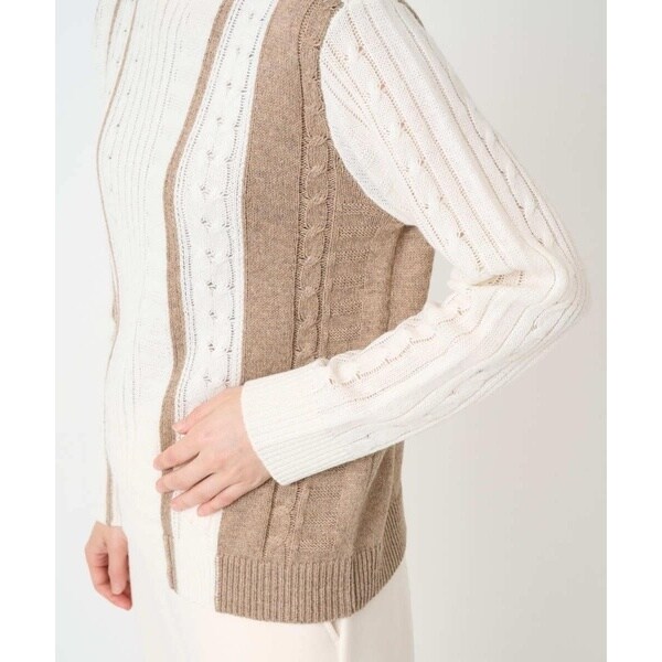 ジョルジュ・レッシュ（GEORGES RECH）/バイカラーストライプケーブルニット