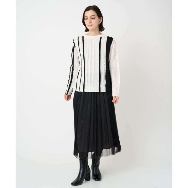 ジョルジュ・レッシュ（GEORGES RECH）/バイカラーストライプケーブルニット