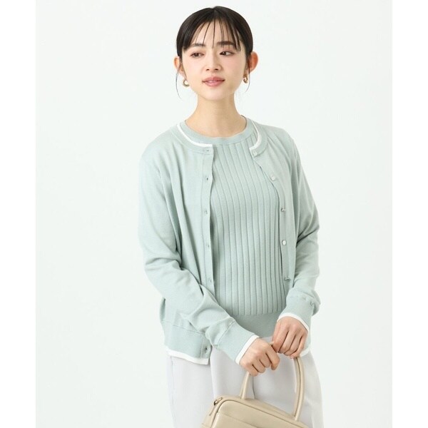 MK ミッシェルクラン（MK MICHEL KLEIN ）/【小さいサイズ】配色デザインカラーニットアンサンブル/洗える
