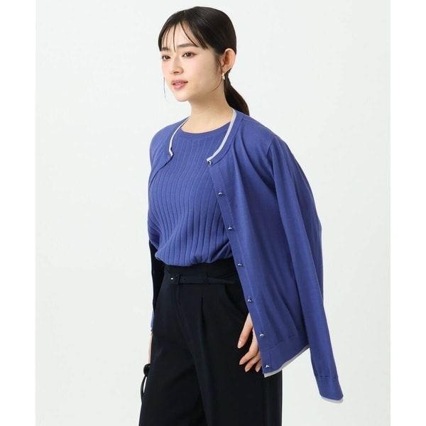 MK ミッシェルクラン（MK MICHEL KLEIN ）/【小さいサイズ】配色デザインカラーニットアンサンブル/洗える_1
