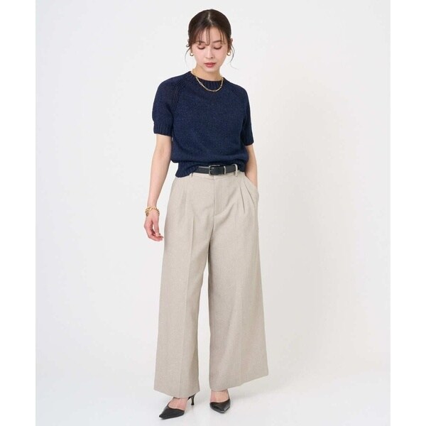 ミッシェルクラン（MICHEL KLEIN）/[小さいサイズ][セットアップ対応]ツイードライク　ワイドパンツ_8