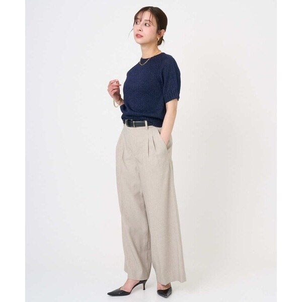ミッシェルクラン（MICHEL KLEIN）/[小さいサイズ][セットアップ対応]ツイードライク　ワイドパンツ_9