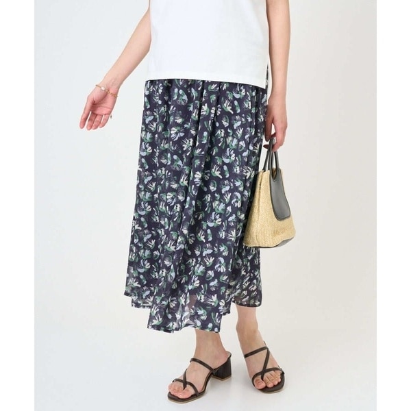 MK ミッシェルクラン（MK MICHEL KLEIN ）/【小さいサイズ】花柄シフォンスカート/洗える/丈の長さが選べる/洗濯機で洗える/セットアッ…
