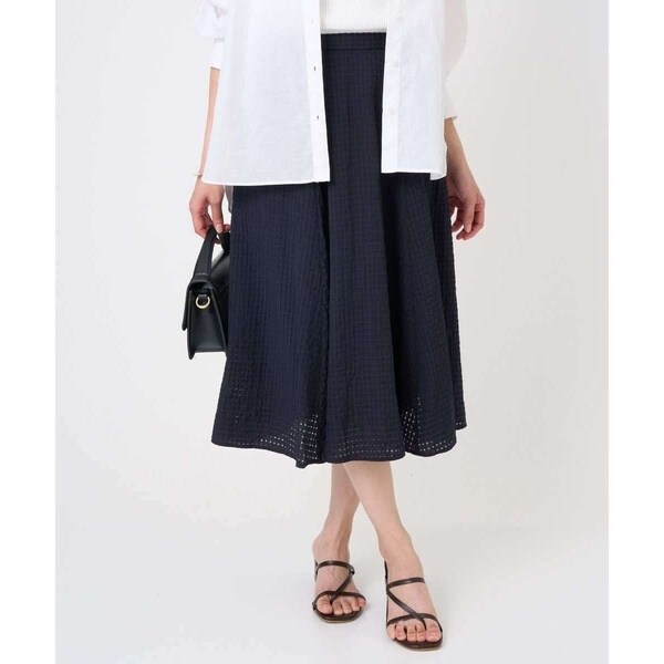 MK ミッシェルクラン（MK MICHEL KLEIN ）/【小さいサイズ】[洗える]シアーチェック柄フレアスカート