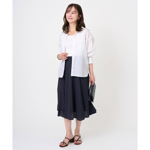 MK ミッシェルクラン（MK MICHEL KLEIN ）/【小さいサイズ】[洗える]シアーチェック柄フレアスカート_3