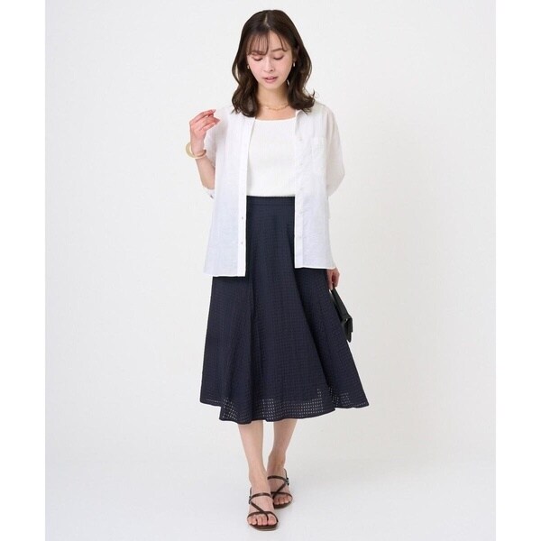MK ミッシェルクラン（MK MICHEL KLEIN ）/【小さいサイズ】[洗える]シアーチェック柄フレアスカート_4