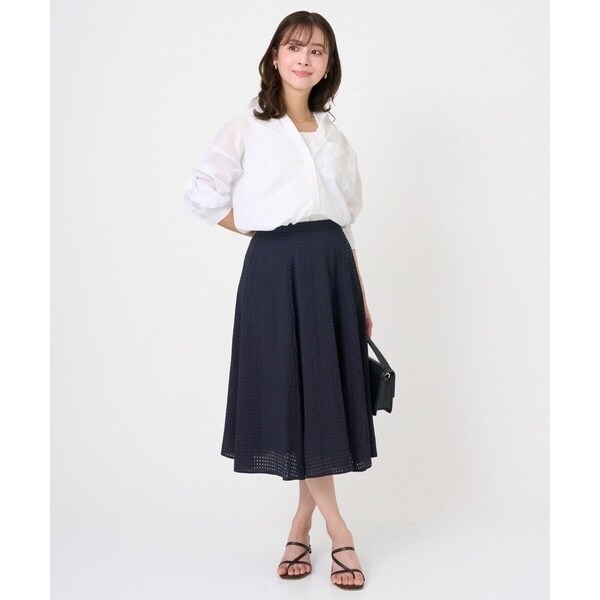 MK ミッシェルクラン（MK MICHEL KLEIN ）/【小さいサイズ】[洗える]シアーチェック柄フレアスカート_6