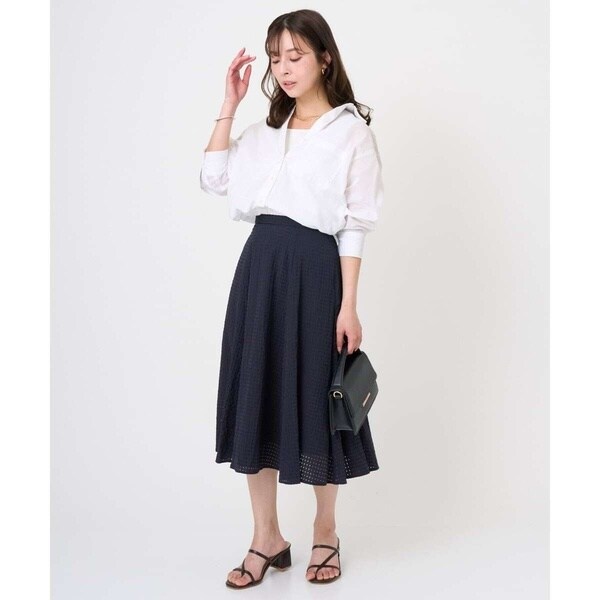 MK ミッシェルクラン（MK MICHEL KLEIN ）/【小さいサイズ】[洗える]シアーチェック柄フレアスカート_7