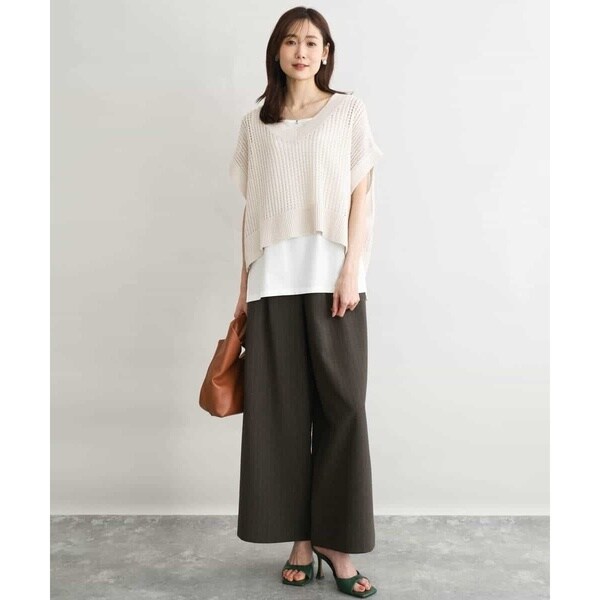 MK ミッシェルクラン（MK MICHEL KLEIN ）/【小さいサイズ】[洗濯機で洗える]メッシュ編みニットベスト×タンクトップ ツインセット_6
