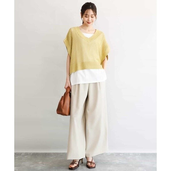 MK ミッシェルクラン（MK MICHEL KLEIN ）/【小さいサイズ】[洗濯機で洗える]メッシュ編みニットベスト×タンクトップ ツインセット_9