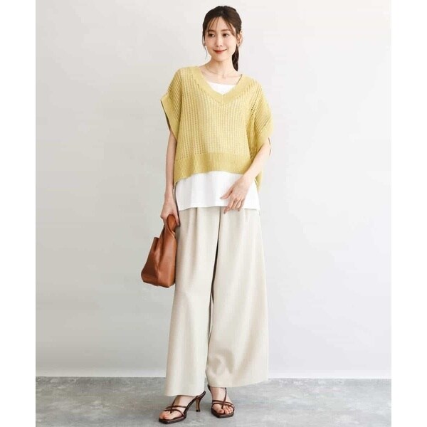 MK ミッシェルクラン（MK MICHEL KLEIN ）/【小さいサイズ】[洗濯機で洗える]メッシュ編みニットベスト×タンクトップ ツインセット_10