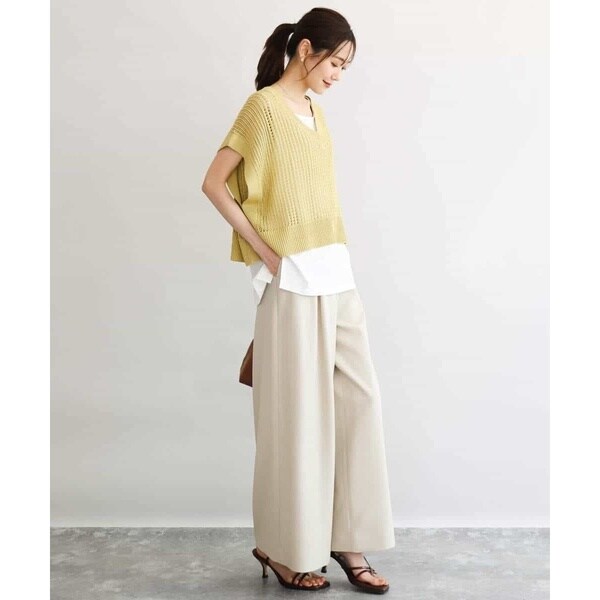 MK ミッシェルクラン（MK MICHEL KLEIN ）/【小さいサイズ】[洗濯機で洗える]メッシュ編みニットベスト×タンクトップ ツインセット_11