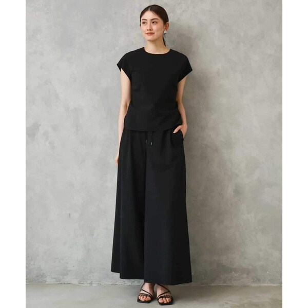 ミッシェルクラン（MICHEL KLEIN）/[小さいサイズ][セットアップ対応/リラックスボトム]ドローストリングワイドパンツ_3