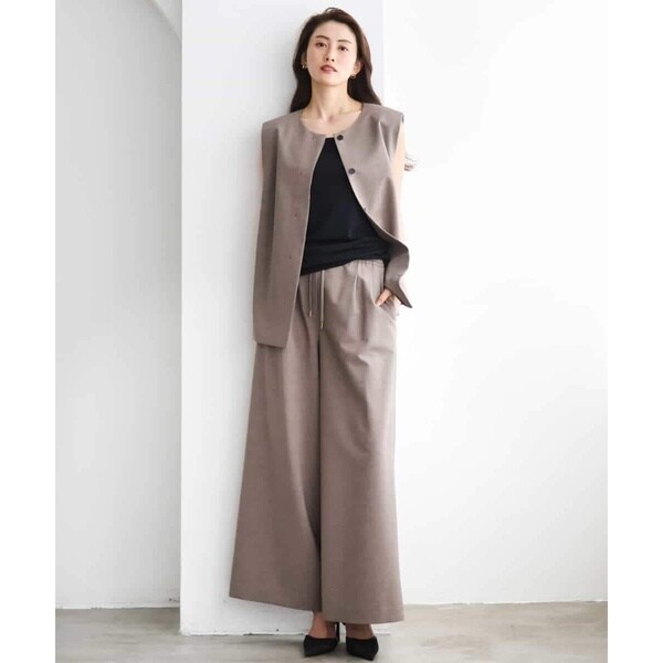 ミッシェルクラン（MICHEL KLEIN）/[小さいサイズ][セットアップ対応/リラックスボトム]ドローストリングワイドパンツ_17