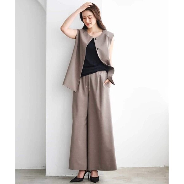 ミッシェルクラン（MICHEL KLEIN）/[小さいサイズ][セットアップ対応/リラックスボトム]ドローストリングワイドパンツ_18