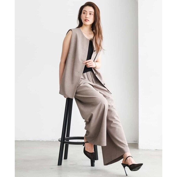 ミッシェルクラン（MICHEL KLEIN）/[小さいサイズ][セットアップ対応/リラックスボトム]ドローストリングワイドパンツ_19