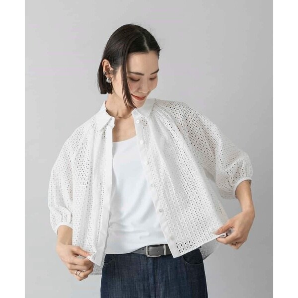 ミッシェルクラン（MICHEL KLEIN）/[小さいサイズ]ボーラーレースブラウス