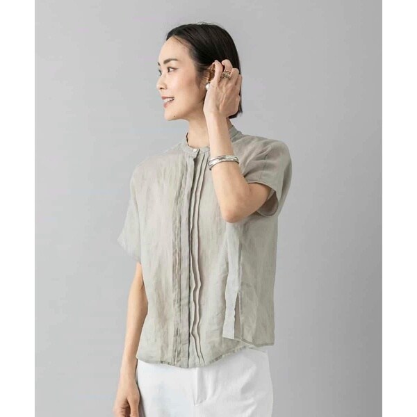 ミッシェルクラン（MICHEL KLEIN）/[小さいサイズ][セットアップ対応]リネンTブラウス_1