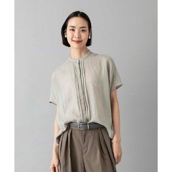 ミッシェルクラン（MICHEL KLEIN）/[小さいサイズ][セットアップ対応]リネンTブラウス_2