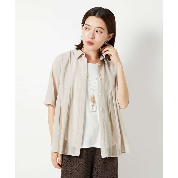 【NEW】ジョルジュ・レッシュ（GEORGES RECH）/メッシュシアータック5分袖ブラウス