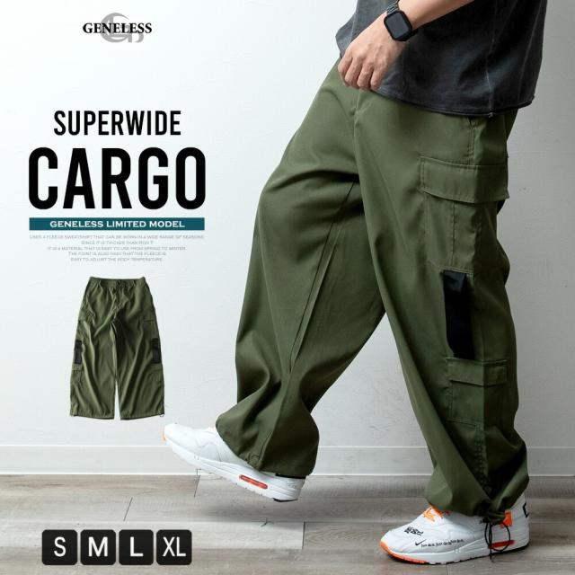 ジェネレス（geneless）/カーゴパンツ メンズ ゆったり ワイド カーゴ パンツ 太め おしゃれ ワイドパンツ バギーパンツ