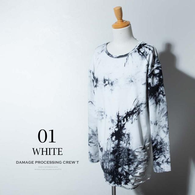 ジェネレス（geneless）/長袖 tシャツ メンズ ムラ染め 裾ダメージ ヴィジュアル系 Tシャツ おしゃれ ダメージ_8