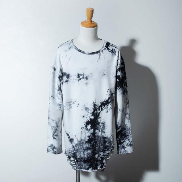ジェネレス（geneless）/長袖 tシャツ メンズ ムラ染め 裾ダメージ ヴィジュアル系 Tシャツ おしゃれ ダメージ_9