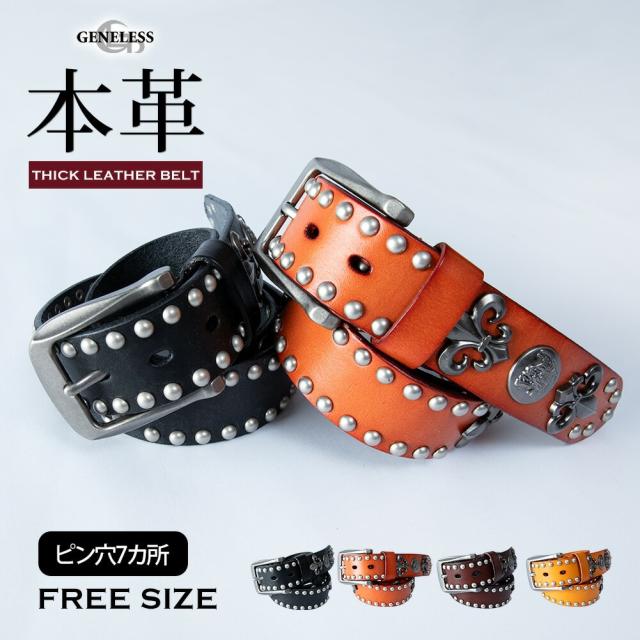 ジェネレス（geneless）/ベルト メンズ スタッズ 本革 レザー スタッズベルト レザーベルト カジュアル アメカジ