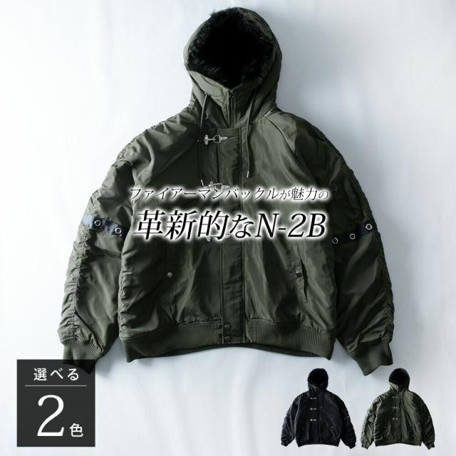 ジェネレス（geneless）/N2 ミリタリージャケット メンズ ゆったり アイレットデザイン フライトジャケット ミリタリー_5