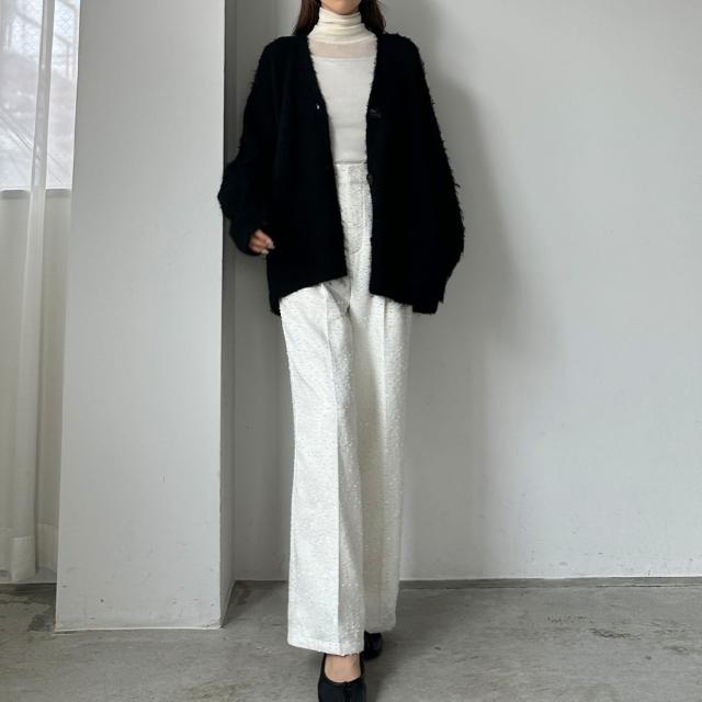 ルエレ（Louere）/Louere　ボリュームVネックシャギーニットカーディガン