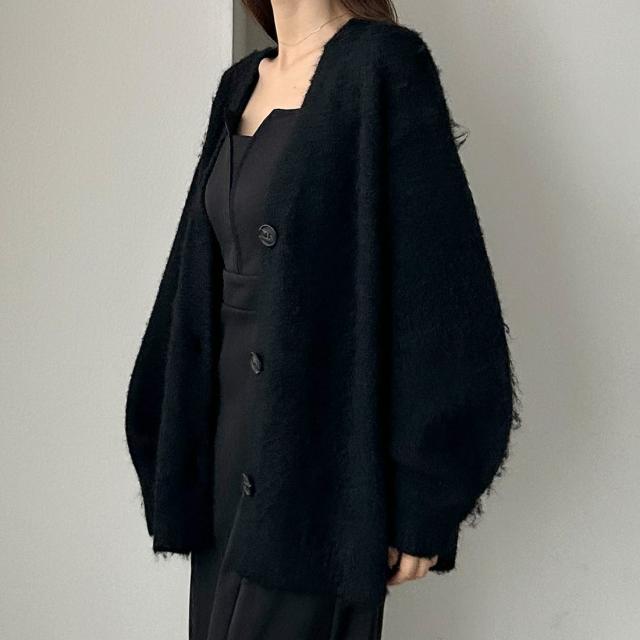 ルエレ（Louere）/Louere　ボリュームVネックシャギーニットカーディガン