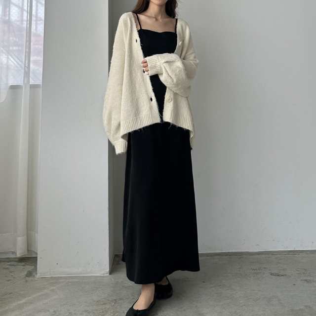 ルエレ（Louere）/Louere　ボリュームVネックシャギーニットカーディガン