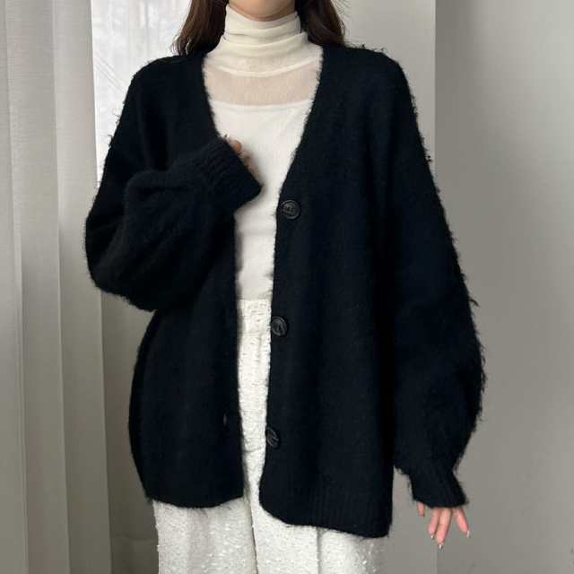 ルエレ（Louere）/Louere　ボリュームVネックシャギーニットカーディガン