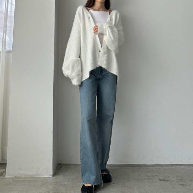 ルエレ（Louere）/Louere　ボリュームVネックシャギーニットカーディガン