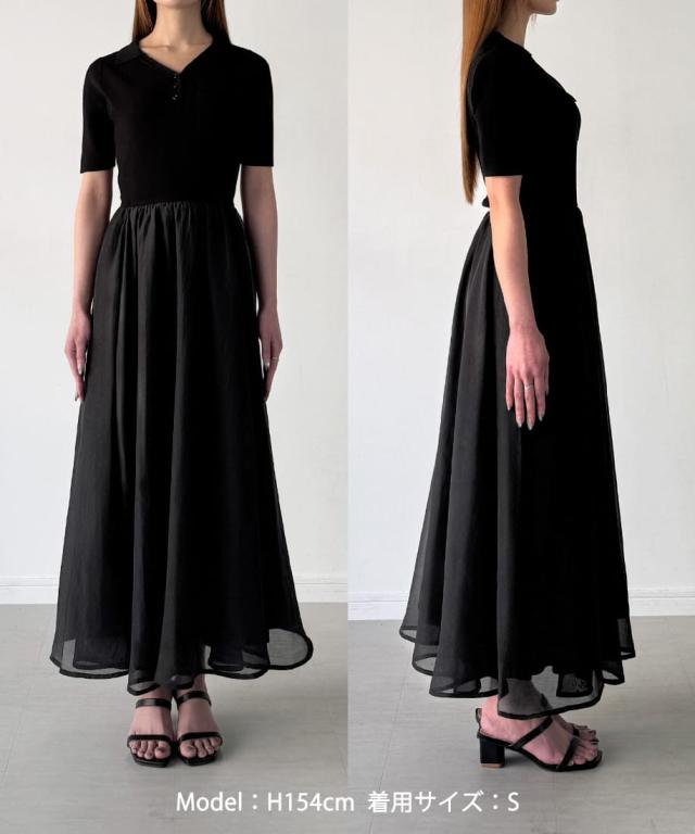 ルエレ（Louere）/Louere ポロニットドッキングシアーフレアワンピース 