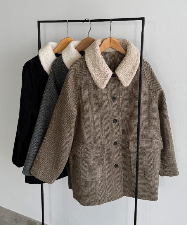 ボアカラーミドルコート　callautia S カラウティア callautia callautia ボアカラーミドルコート （ブラウン