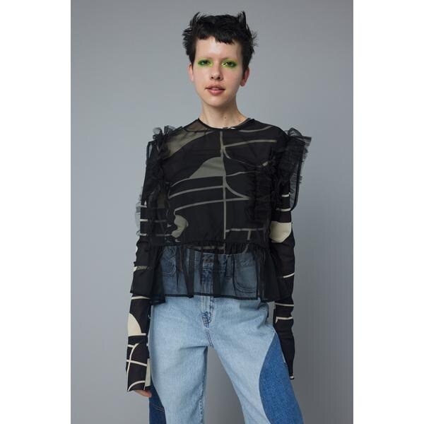 ヘリンドットサイ（HeRIN．CYE）/Sheer many frill vest シャツ