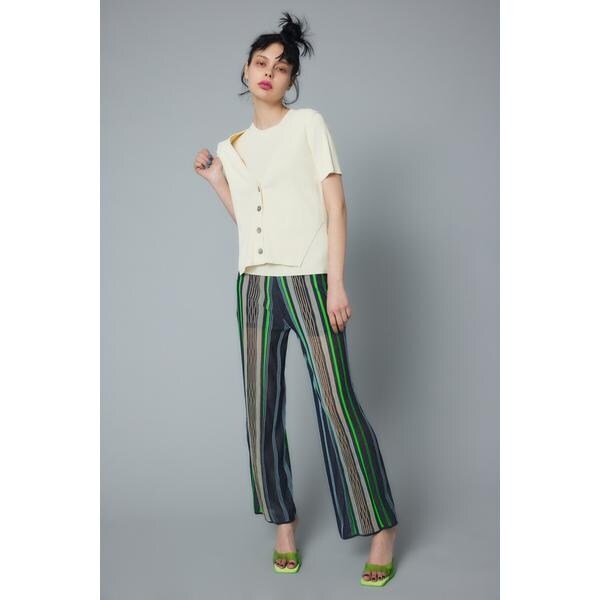 ヘリンドットサイ（HeRIN．CYE）/Sheer stripe knit pants