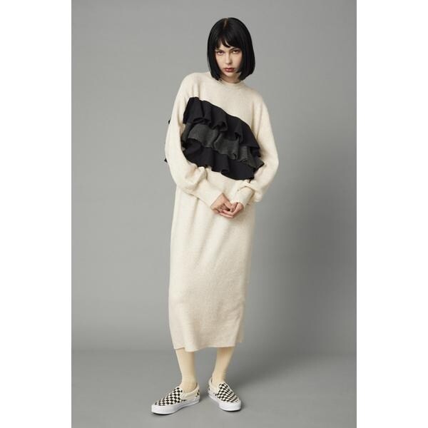 【NEW】ヘリンドットサイ（HeRIN．CYE）/Frill docked knit dress