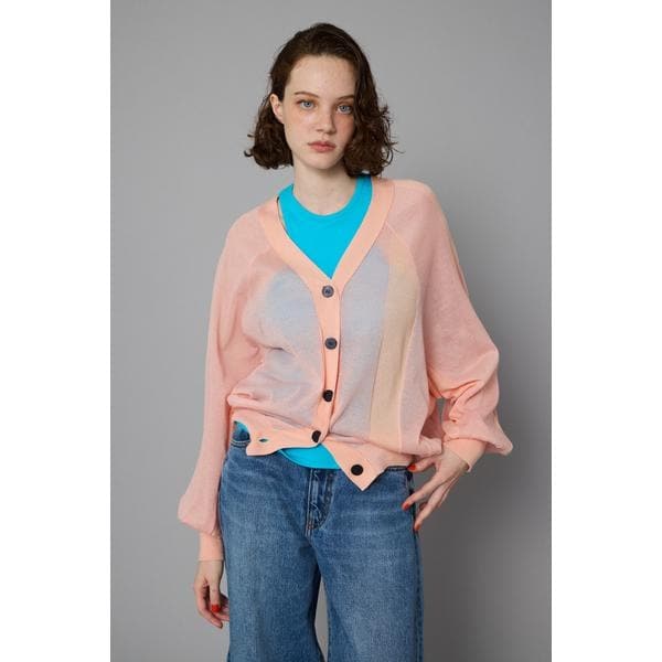 ヘリンドットサイ（HeRIN．CYE）/Color block sheer cardiganの通販は